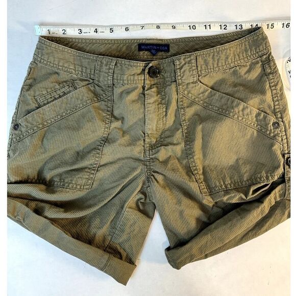2010 Martin & Osa Cargo Shorts Army Olive Grunge boho Pockets Cotton - Size 2 - Picture 3 of 9